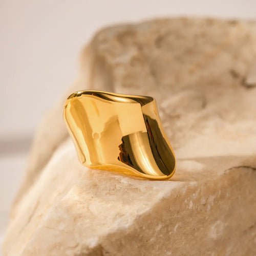 18K Gold Minimalist Wide Ring