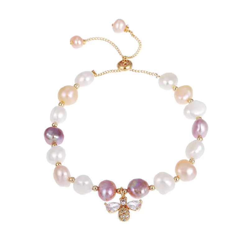 Natural Freshwater Pearl 14K Gold Filled Bee Bracelet