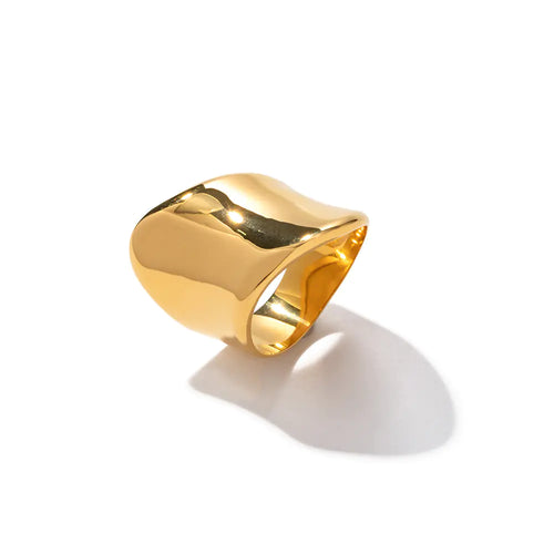 18K Gold Minimalist Wide Ring