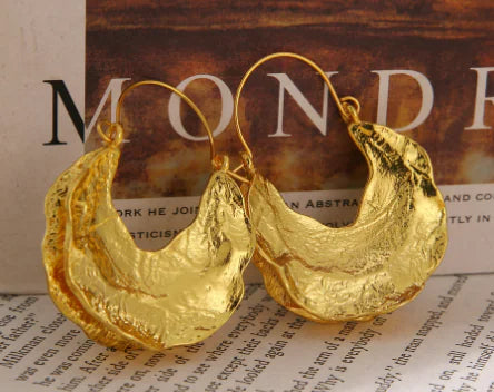 18K Gold Plated Half Pumpkin Hoop Earrings (One Pair)