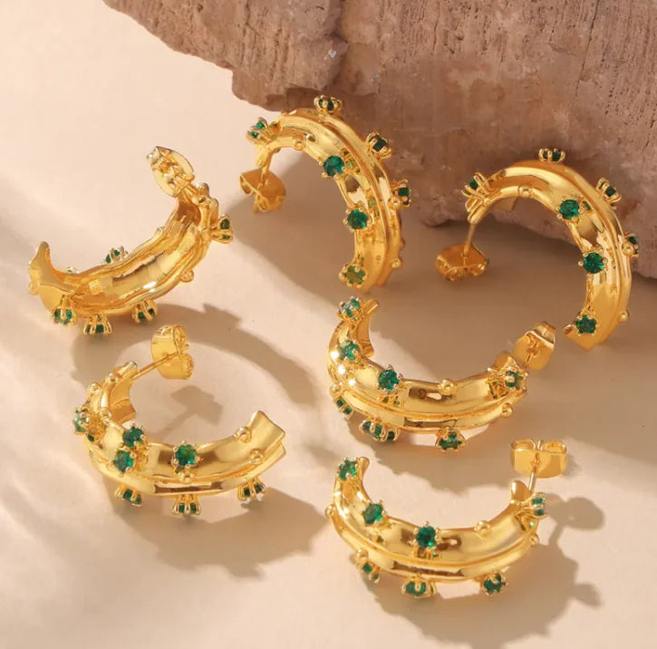 Geo Glam Gold Hoops