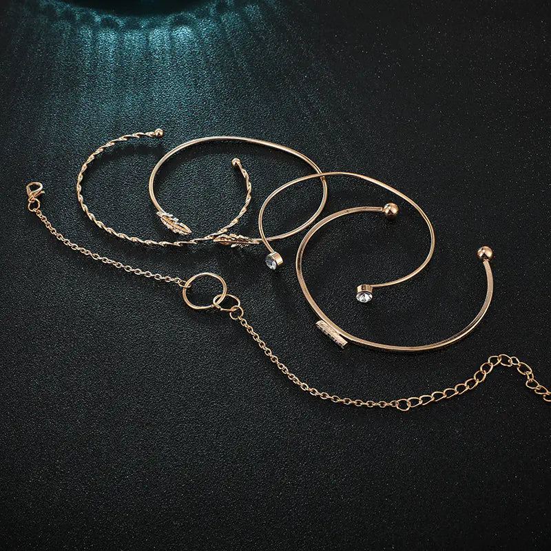 Geometric Circle Bracelets Set with Diamond Accents