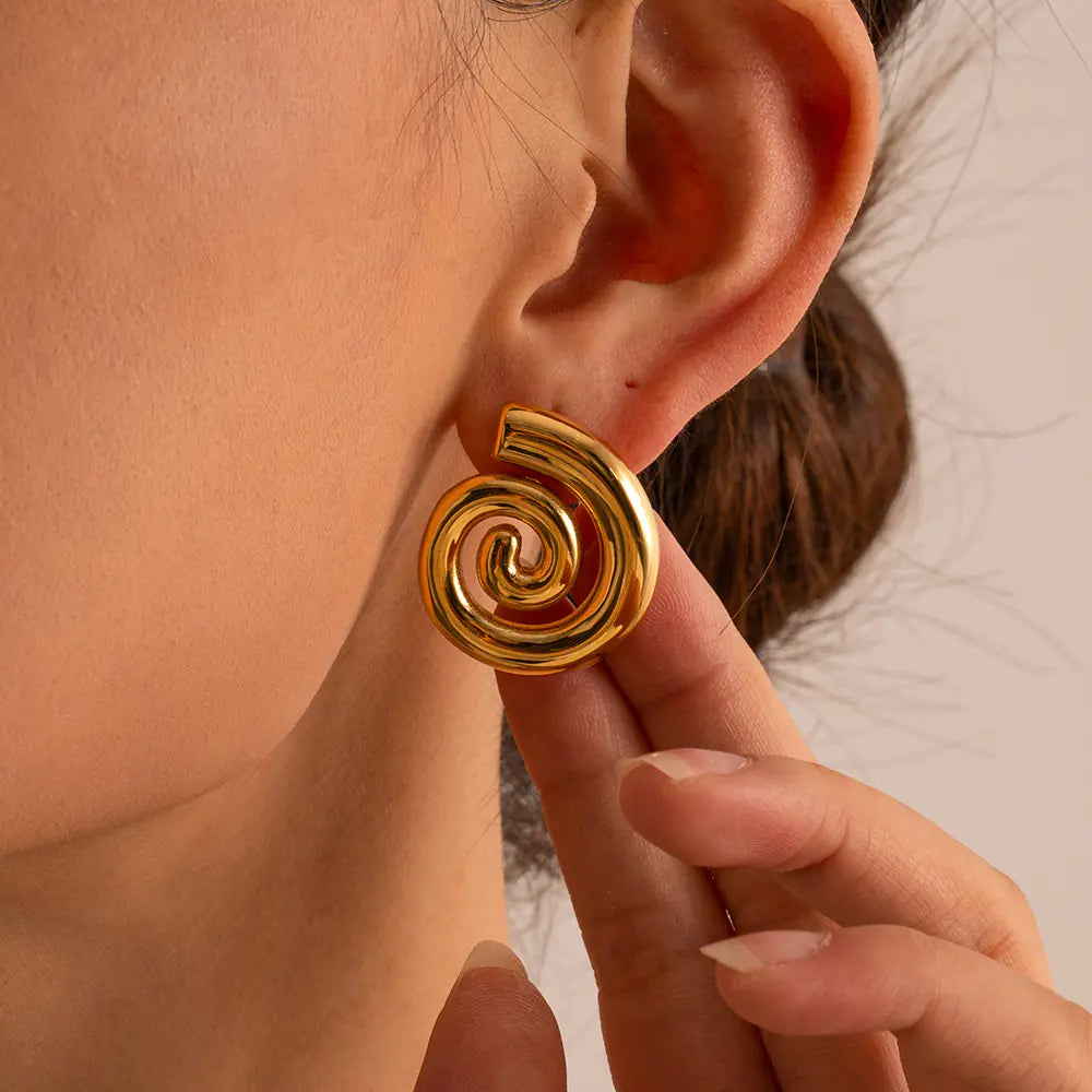 18K Gold Twisted Hoop Earrings