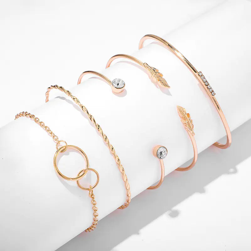 Geometric Circle Bracelets Set with Diamond Accents