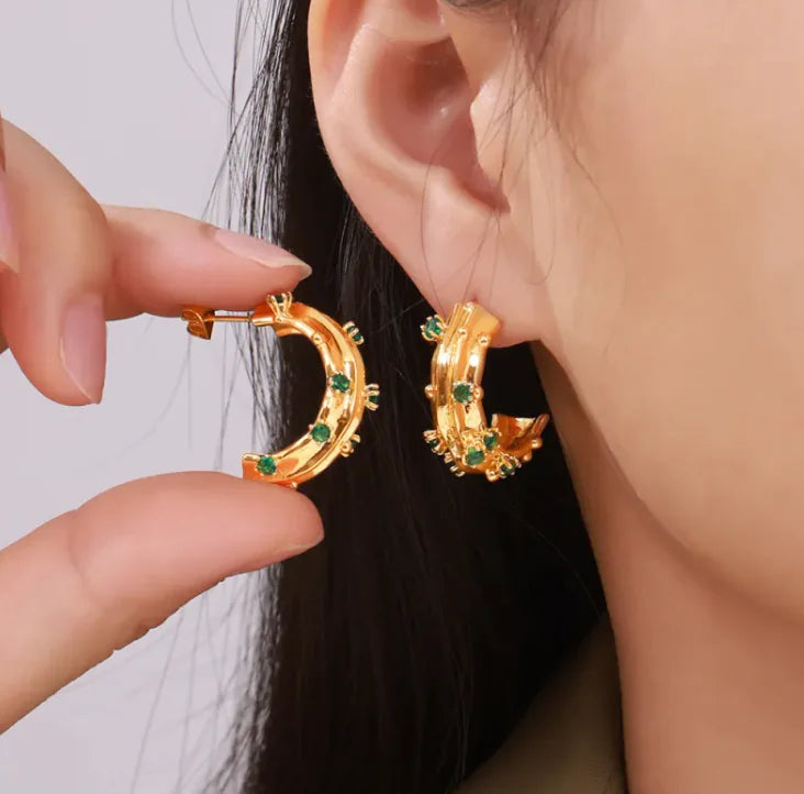 Geo Glam Gold Hoops