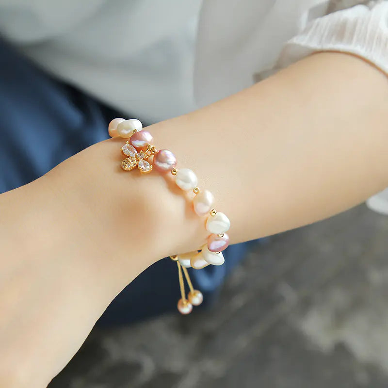 Natural Freshwater Pearl 14K Gold Filled Bee Bracelet