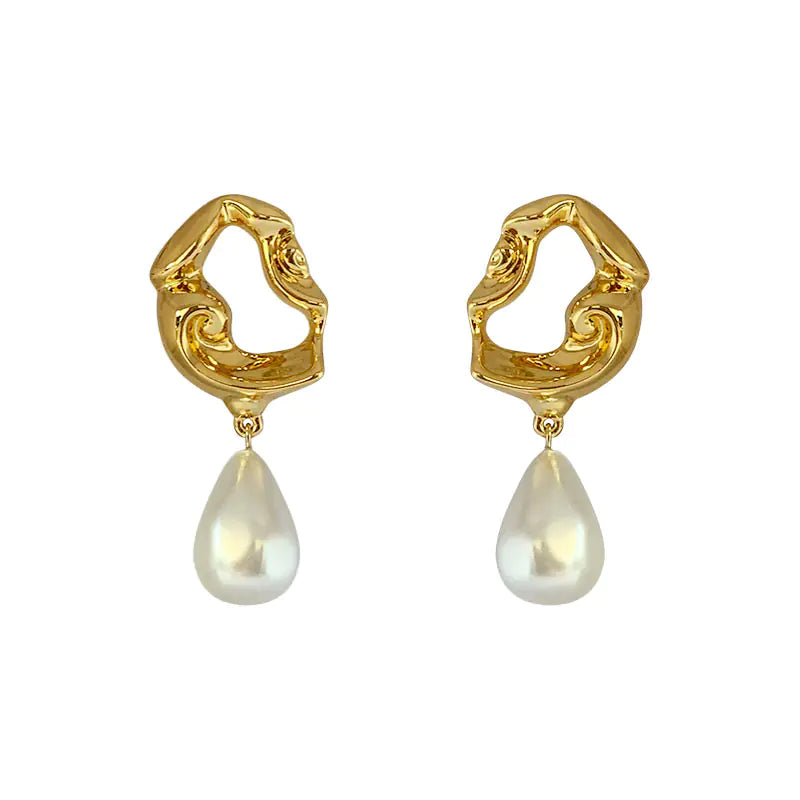 Lava Irregular Baroque Pearl Long Earrings in 18K Gold
