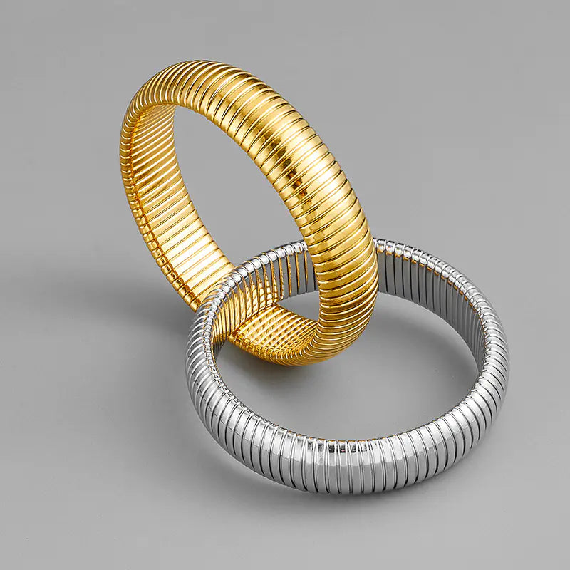 18K Gold Stainless Steel Bracelet with Double Rings