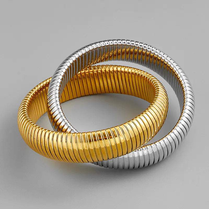 18K Gold Stainless Steel Bracelet with Double Rings